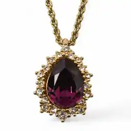 Walmart Pre-Owned Christian Dior Necklace Teardrop Rhinestone Purple Gold (Good) offer