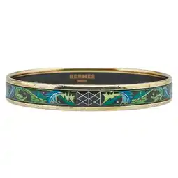 Walmart Pre-Owned Hermes Enamel PM Cloisonne Bangle Black Gold Plated Women's HERMES (Good) offer