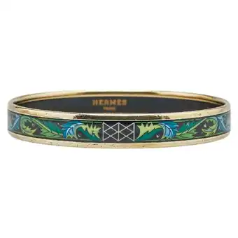 Walmart Pre-Owned Hermes Enamel PM Cloisonne Bangle Black Gold Plated Women's HERMES (Good) offer