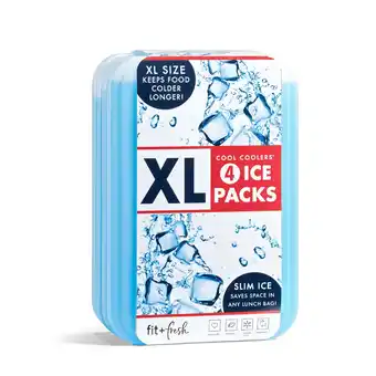 Walmart Fit & Fresh XL Cool Coolers Freezer Slim Ice Pack for Lunch Box Set of 4 Large, Blue offer