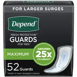 Walmart Depend Incontinence Guards for Men, Maximum, 52 Count offer