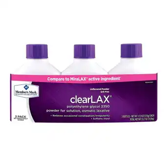 Walmart MM ClearLAX Polyethylene Glycol 3350 Powder for Solution (17.9 oz., 3 pk.) offer