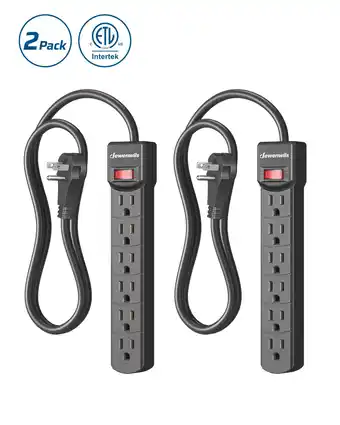 Walmart DEWENWILS 2.7Ft 6-Outlets Surge Protector Power Strip, 2-Pack, New offer