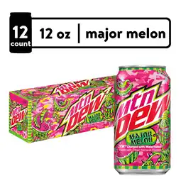 Walmart Mountain Dew Major Melon Watermelon Citrus Soda Pop, 12 fl oz, 12 Pack Cans offer