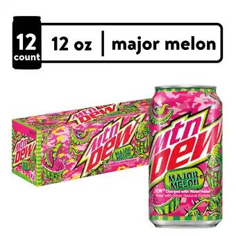 Walmart Mountain Dew Major Melon Watermelon Citrus Soda Pop, 12 fl oz, 12 Pack Cans offer