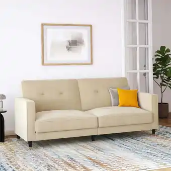 Walmart DHP Penelope Pin Tufted Futon, Cream Velvet offer