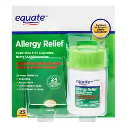 Walmart Equate All-Day Allergy Relief Cetirizine Softgels, 10 mg Antihistamine, 25 Count offer