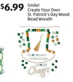 Aldi Smile St. Patrick's Day Wood Bead Wreath offer