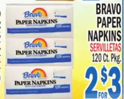 Bravo Supermarkets BRAVO PAPER NAPKINS offer