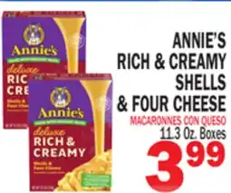 Bravo Supermarkets ANNIE'S RICH & CREAMY SHELLS & FOUR CHEESE offer