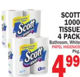 Bravo Supermarkets SCOTT 1000 TISSUE 4 PACK offer