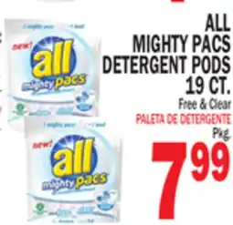 Bravo Supermarkets ALL MIGHTY PACS DETERGENT PODS 19 CT offer