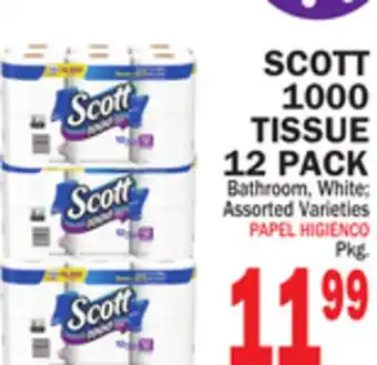 Bravo Supermarkets SCOTT 1000 TISSUE 12 PACK offer