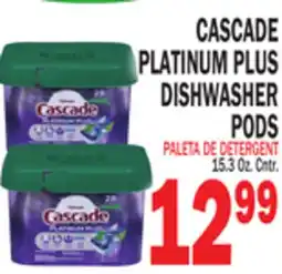 Bravo Supermarkets CASCADE PLATINUM PLUS DISHWASHER PODS offer