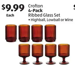 Aldi Crofton 4-Pack Ribbed Glass Set offer