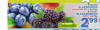 Bravo Supermarkets BLUEBERRIES 1 Pint Cntr. BLACKBERRIES 6 Oz Pkg offer