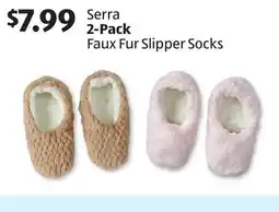 Aldi Serra 2-Pack Faux Fur Slipper Socks offer