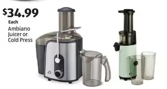 Aldi Ambiano Juicer or Cold Press offer