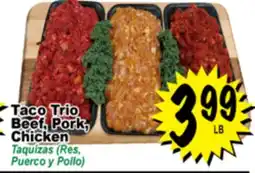 Superior Grocers Taco Trio Beef, Pork, Chicken offer