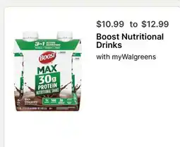 Walgreens Boost Nutritional Drinks offer