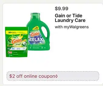 Walgreens Gain or Tide Laundry Care offer