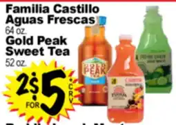 Superior Grocers Familia Castillo Aguas Frescas 64 oz. Gold Peak Sweet Tea 52 oz offer