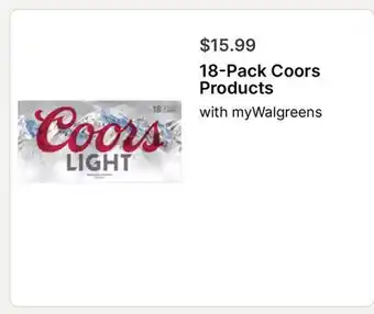 Walgreens 18-Pack Coors Products offer