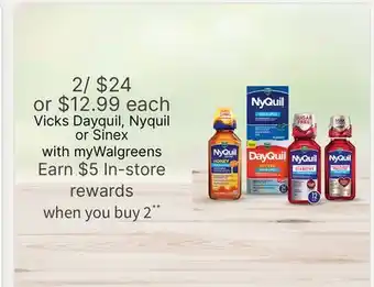 Walgreens Vicks Dayquil, Nyquil or Sinex offer