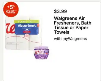 Walgreens Walgreens Air Fresheners, Bath Tissue or Paper Towels offer