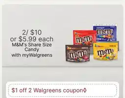 Walgreens M&M's Share Size Candy offer