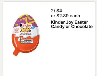 Walgreens Kinder Joy Easter Candy or Chocolate offer