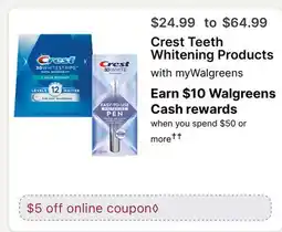 Walgreens Crest Teeth Whitening Products offer