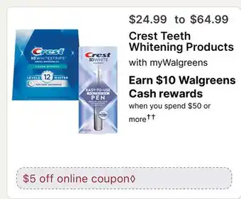 Walgreens Crest Teeth Whitening Products offer