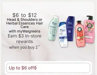 Walgreens Head & Shoulders or Herbal Essences Hair Care offer