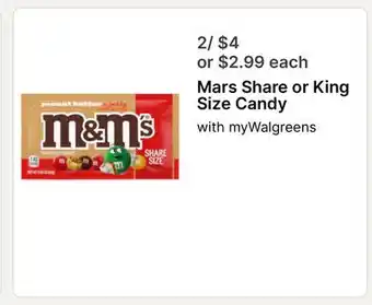 Walgreens Mars Share or King Size Candy offer