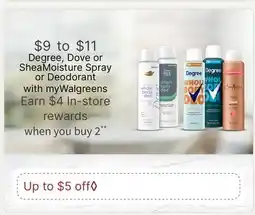 Walgreens Degree, Dove or SheaMoisture Spray or Deodorant offer