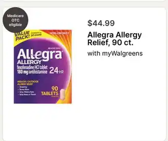 Walgreens Allegra Allergy Relief, 90 ct offer