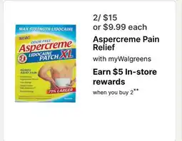 Walgreens Aspercreme Pain Relief offer