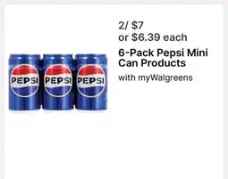 Walgreens 6-Pack Pepsi Mini Can Products offer