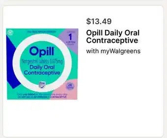 Walgreens Opill Daily Oral Contraceptive offer