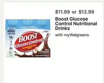 Walgreens Boost Glucose Control Nutritional Drinks with myWalgreens offer