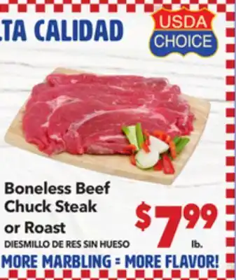 Vallarta Supermarkets Boneless Beef Chuck Steak or Roast / DIESMILLO DE RES SIN HUESO offer