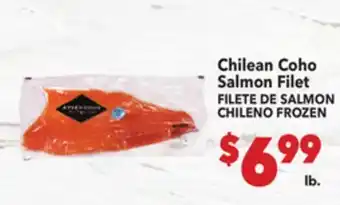 Vallarta Supermarkets Chilean Coho Salmon Filet/FILETE DE SALMON CHILENO FROZEN offer