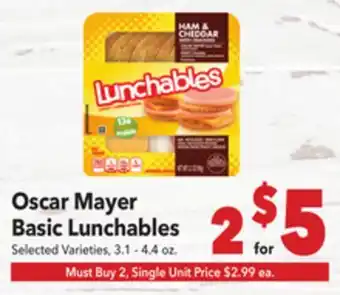 Vallarta Supermarkets Oscar Mayer Basic Lunchables offer