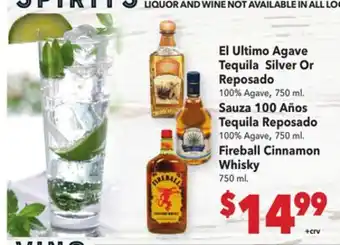 Vallarta Supermarkets El Ultimo Agave Tequila Silver or Reposado offer