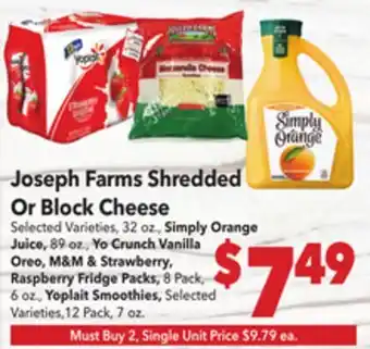 Vallarta Supermarkets Joseph Farms Shredded Or Block Cheese offer