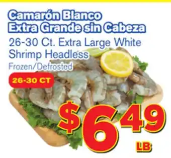 El Super Fresh 26 Ct. Extra Large White Shrimp Headless offer