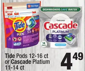 Super King Markets Tide Pods 12-16 ct or Cascade Platium 11-14 ct offer