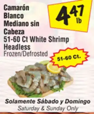 El Super 51-60 Ct. Medium White Shrimp Headless offer