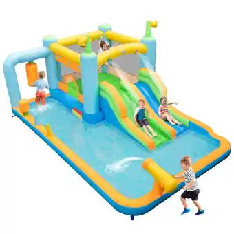 Walmart Costway Inflatable Water Slide Giant Kids Bounce House Park Splash Pool without Blower offer